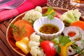 hot salad, boiled vegetable, Bagna cauda